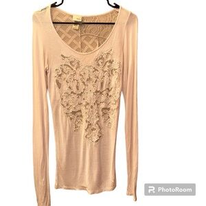 ANTHROPOLOGIE DAY TRIP cream flowy embroidered tunic S